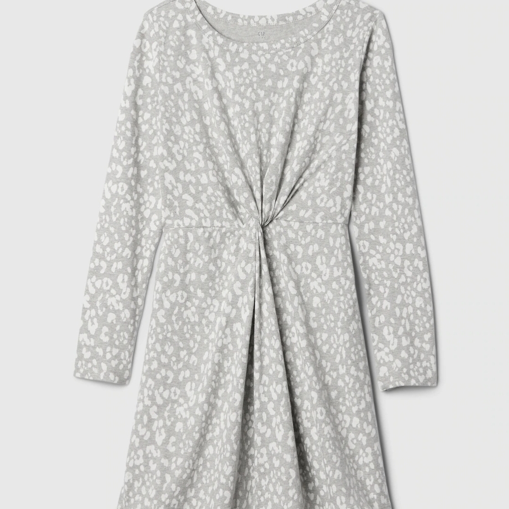 NWT GAP Factory Grey Leopard Twist-Front Dress (S, M, L, XL, XXL)